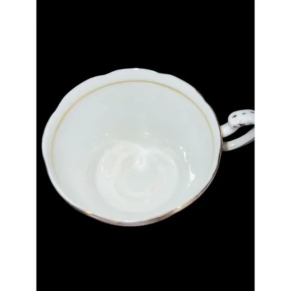 VTG Paragon English Bone China Footed Teacup and Saucer Pink and Floral on White